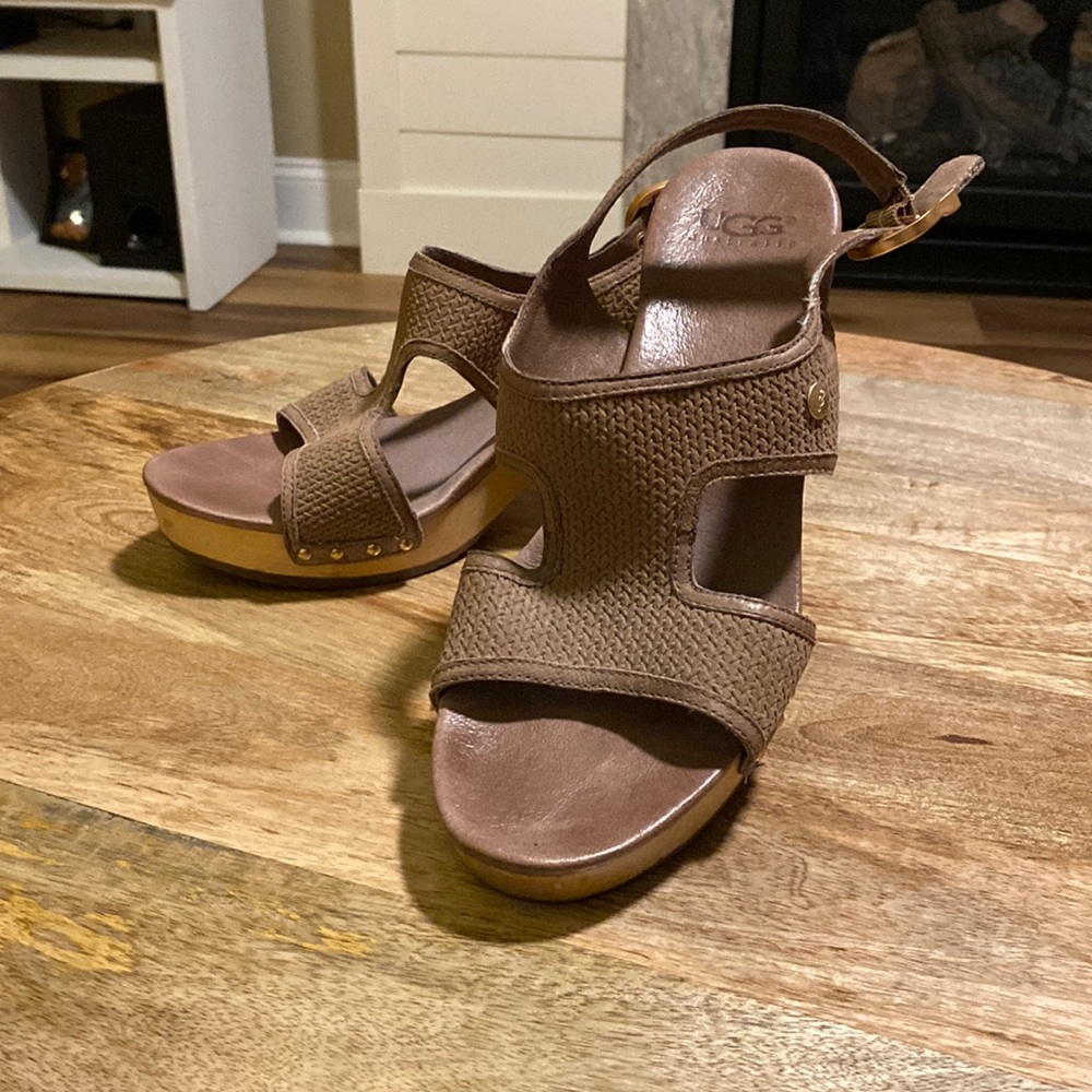 UGG Leather Heel Sandal